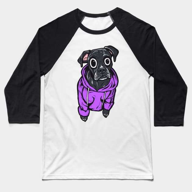 Black Lab Purple Hoodie Baseball T-Shirt by turddemon